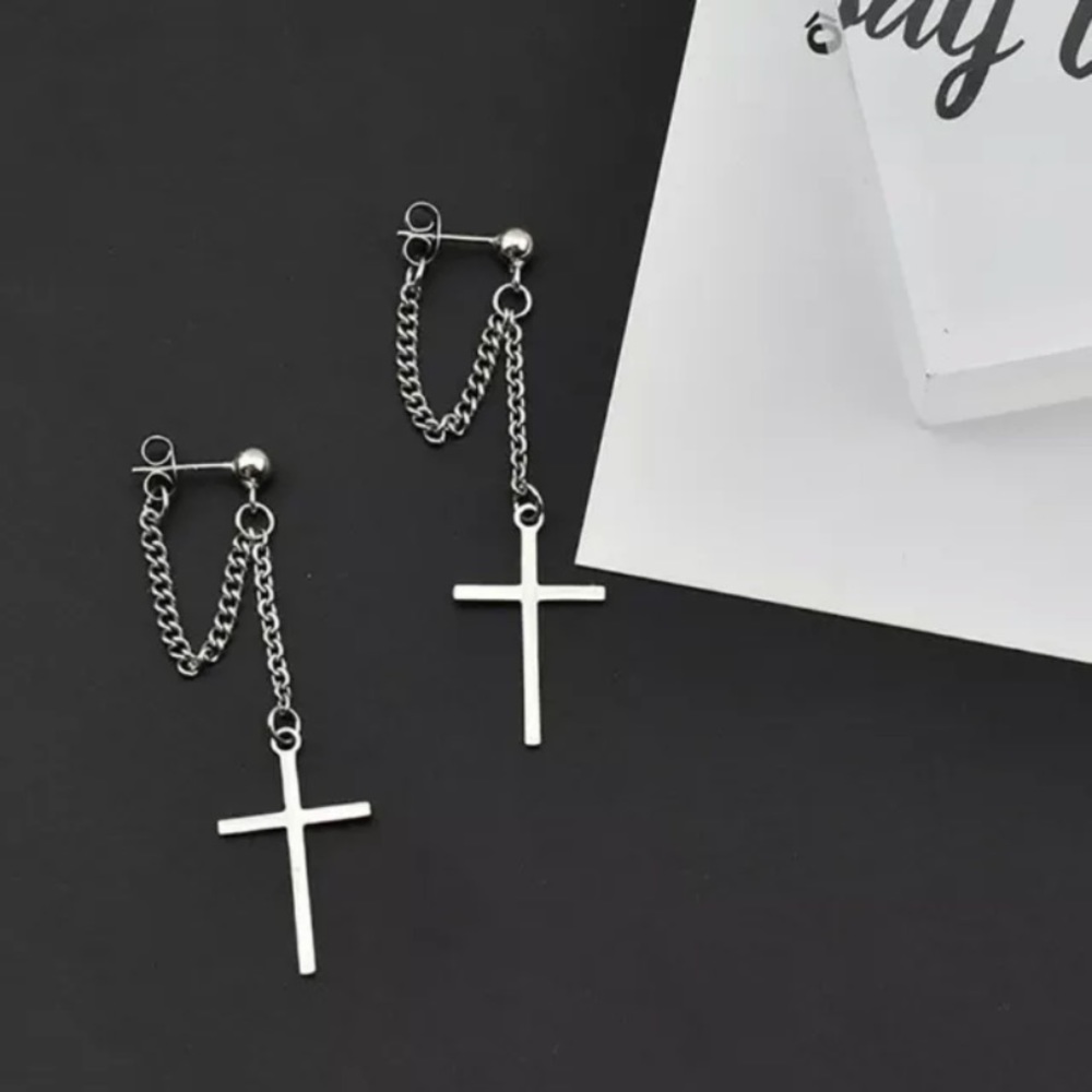 Stainless steel cross earrings